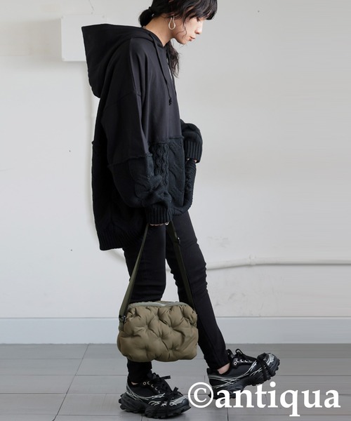 antiqua パーカー 異素材ドッキングパーカー レディース : ZOZOTOWN