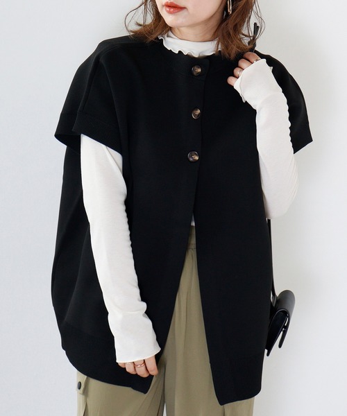 ニット セーター a.n.l 前後2WAY軽量ニットベスト レディース ニット セーター a.n.l 前後2WAY軽量ニットベスト レディース