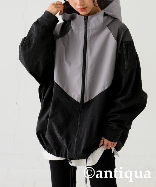 SALE❗️大人気‼️【antipua】ジップパーカー antiqua パーカー 撥水配色ジップフーディー レディース メンズ