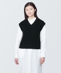ベスト 婦人　洗える畦編みショート丈Ｖネックベスト レディース｜ZOZOTOWN Yahoo!店