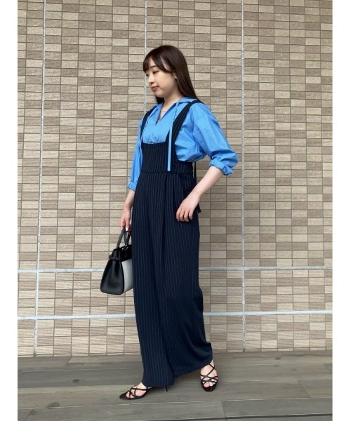 サロペット オーバーオール ピンストライプサロペットパンツ  