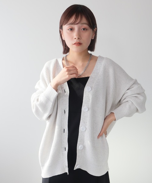 LADYMADE カーディガン バイカラーラメニットカーディガン