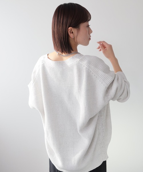 レディメイド LADYMADE バイカラーラメニットカーディガン （グレージュ） レディメイド LADYMADE バイカラーラメニットカーディガン