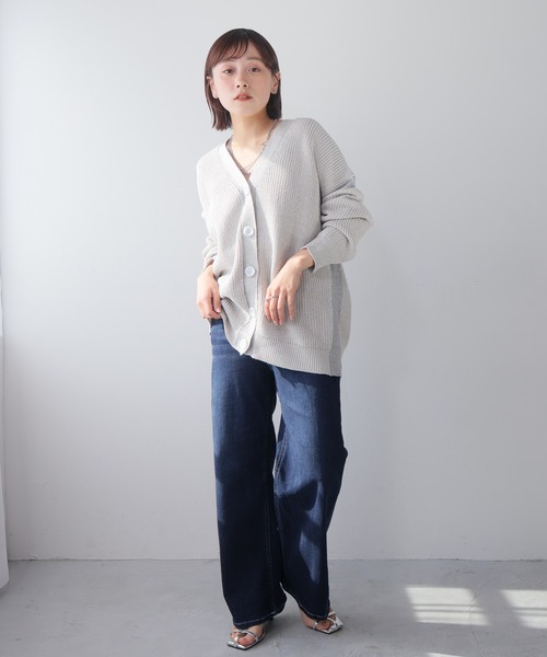 madameh 強撚コットンバイカラーカーディガン 38 madameh 強撚コットンバイカラーカーディガン 38 トップス