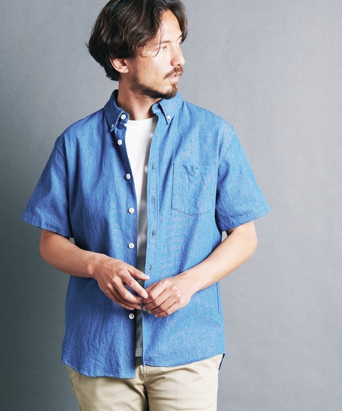 00s RECOM 半袖シャツ ライトブルー 春夏向け【形態安定】SUMMERPREMIUMPLEATS_スモールワイドカラー