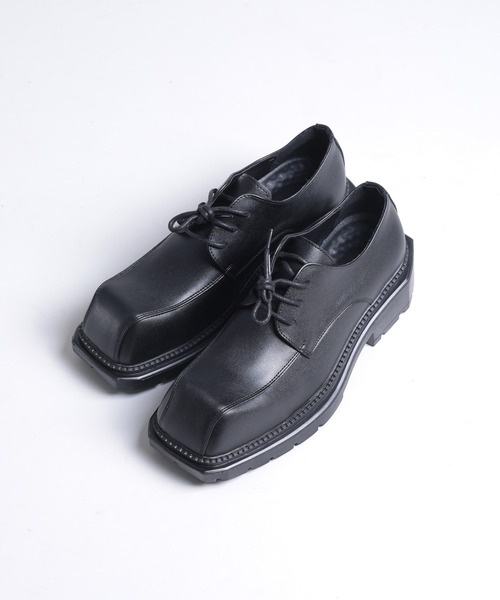 shoes365 革靴 フォーマルシューズ 「shoes365」異形スクエアトゥ厚底