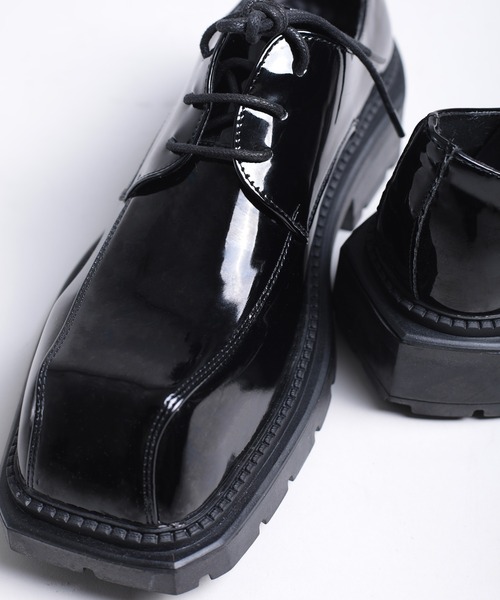 shoes365 革靴 フォーマルシューズ 「shoes365」異形スクエアトゥ厚底