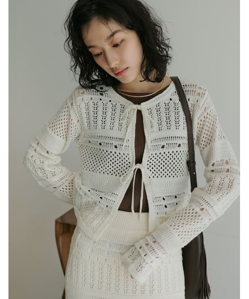 カーディガン 「2024 SUMMER COLLECTION」「前後2WAY」かぎ針ニット  