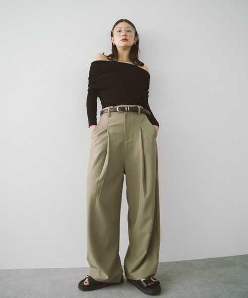 MUSINSA STANDARD LADY'S_ワンタックワイドスラックス_4色 HANNE スラックス パンツ ワンタックワイドスラックス