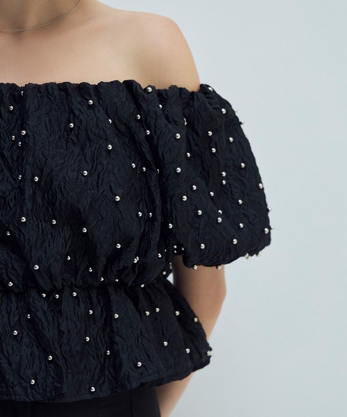 eimy istoireシアージャガードスタッズオフショルトップス シアージャガードスタッズオフショルトップス(F OFF WHITE): TOPS