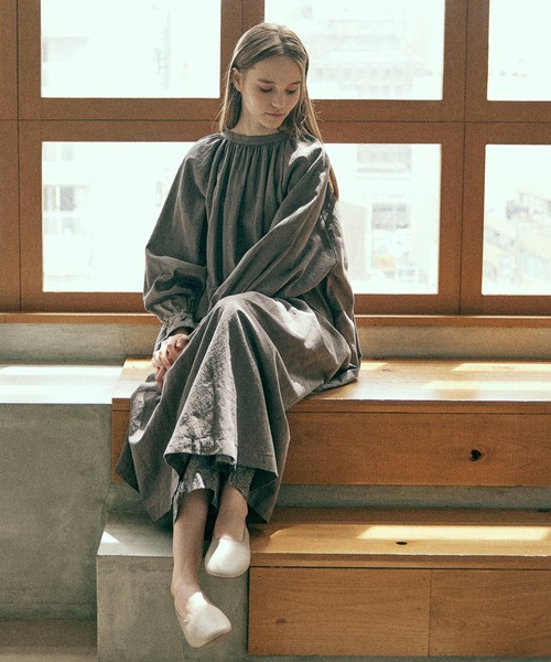 RNA-N ワンピース D1658 コットンリネンジャガードストライプ  