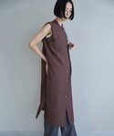 シャツワンピース シアーサテン ロングシャツワ...の詳細画像2