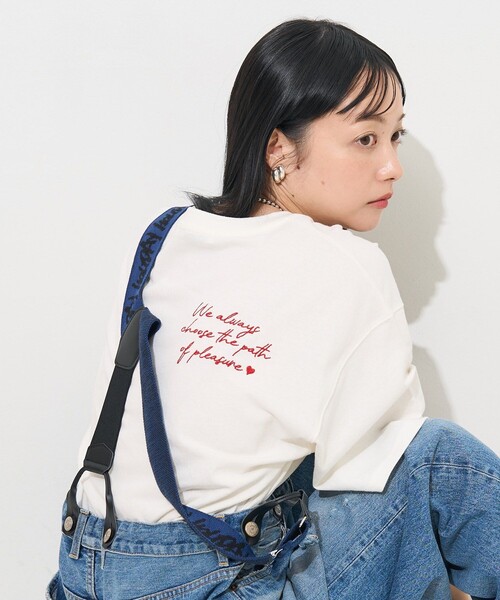 tシャツ ハート刺繍Tシャツ レディース FREAK'S STORE tシャツ センターハート刺繍Tシャツ レディース