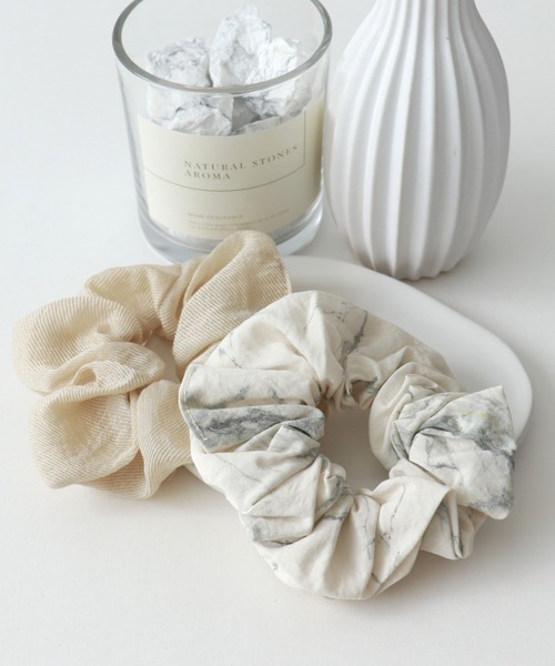 Three Four Time（スリーフォータイム） シュシュ マーブル×ガーゼ