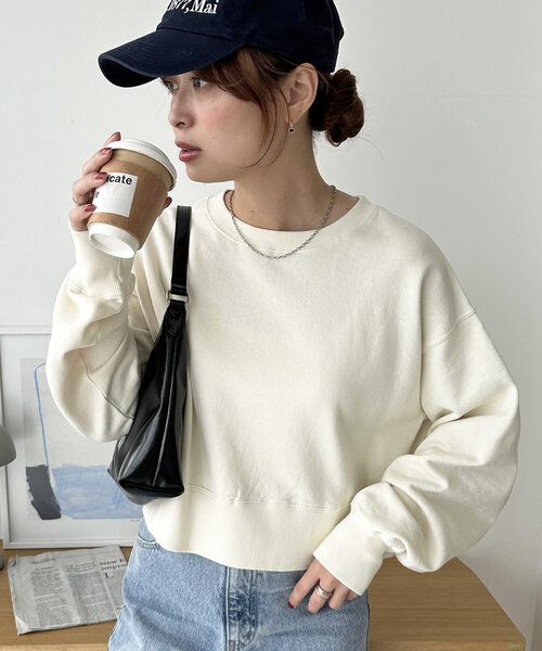 tシャツ 「WEB限定」深Vショート丈スウェット レディース Discoat tシャツ 「11色展開！」ショート丈カラースウェット