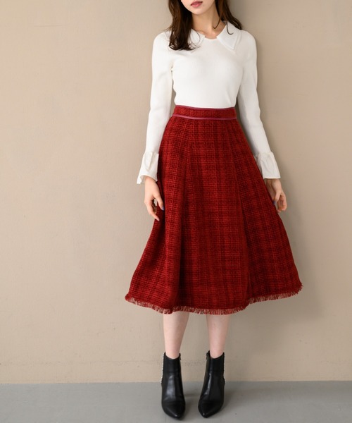 MISCH MASCH（ミッシュマッシュ） スカート ツイードフレアスカート