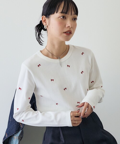 FREAK'S STORE（フリークスストア） tシャツ ミニリボン刺繍 ロンT
