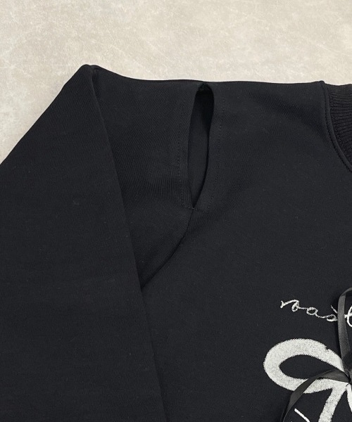 トレーナー スウェット 「nmtc+」ribbon design sweat shirt レディース トレーナー スウェット 「nmtc+」ribbon design sweat shirt