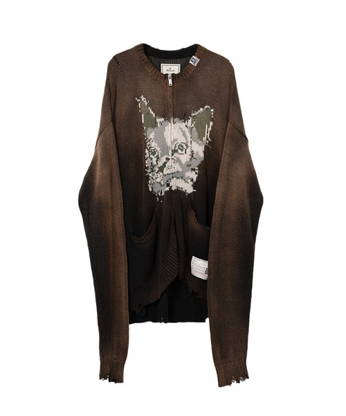 カーディガン Cat Jacquard Knit Cardigan レディース