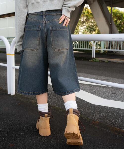 ジーンズ デニム デニムパンツ WEGO/「25年春夏新作」ウエストドロストダブルニーバギーハーフパンツ レディース | WEGO | 21