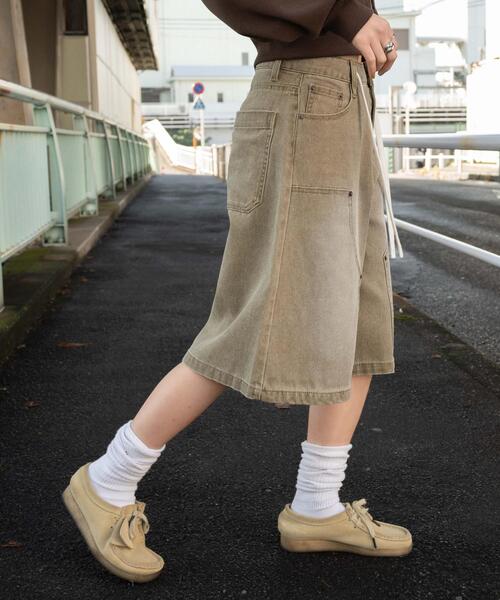 ジーンズ デニム デニムパンツ WEGO/「25年春夏新作」ウエストドロストダブルニーバギーハーフパンツ レディース | WEGO | 17