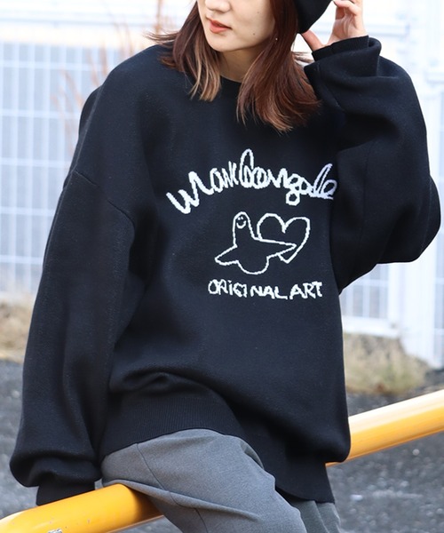 【未使用】定価3.5万円 PGG ロゴニット ブラック レディース Mサイズ Mark Gonzales（マークゴンザレス） セーター ニット 「Mark Gonzales
