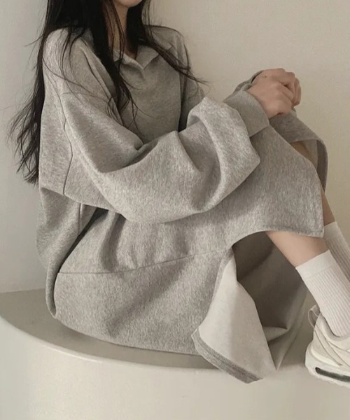 正規品ブルネロクチネリ★袖フリル付きスエットワンピースLグレー★美品 ワンピース 裏起毛 襟付き スウェットワンピース : ZOZOTOWN Yahoo!店