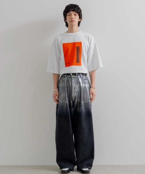 sinss 箔グラデーションワイドバルーンデニム