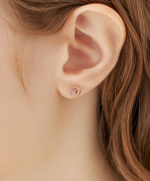 【2月誕生石!!】 4℃ ピアス K10ピンクゴールド ピアス 4℃ ピアス 「2月誕生石」K10ピンクゴールド 月モチーフ