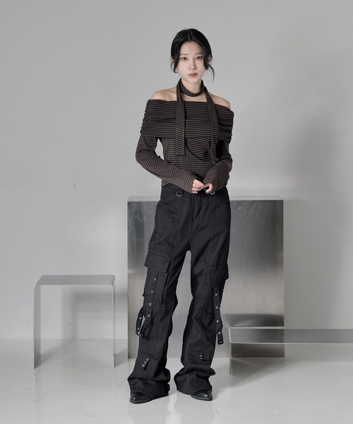 FOLLOWIN（フォロウィン） カーゴパンツ y2kビンテージユニークベルト