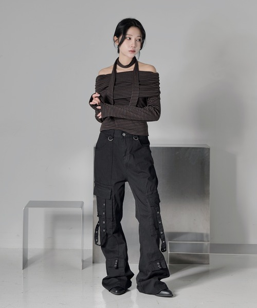 FOLLOWIN（フォロウィン） カーゴパンツ y2kビンテージユニークベルト