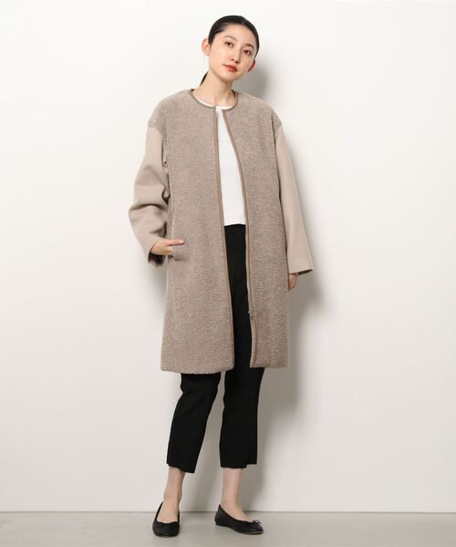 「SHIPS」 ノーカラーコート ONE SIZE ベージュ レディース_画像2