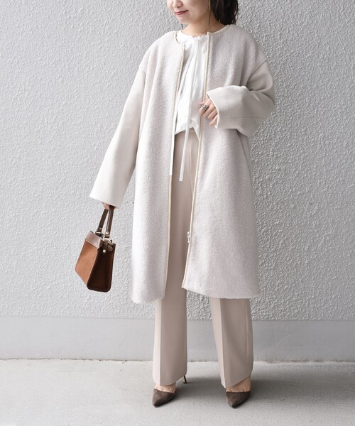 「SHIPS」 ノーカラーコート ONE SIZE ベージュ レディース_画像7