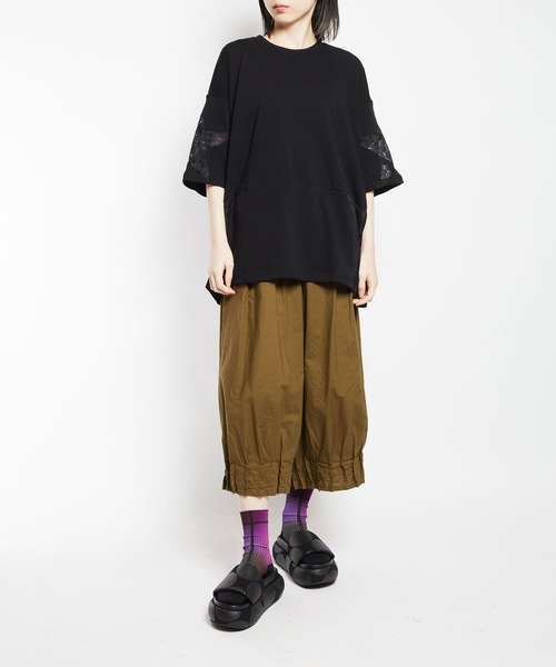 gomme レディースパンツ gomme パンツ シーチング ヘムハッチングパンツ レディース
