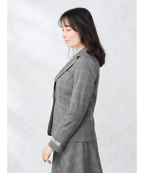 美品⭐︎LARDIN グレーチェック柄シングル2Bスーツセットアップ46 Perfect Suit FActory セットアップ 「洗える・ストレッチ