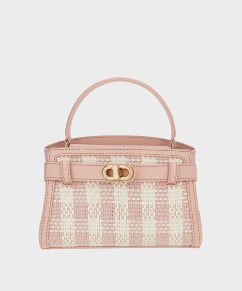 追跡有★Charles＆Keith Aubrielle 2WAY ハンドルバッグ Aubrielle オブリエル キャンバスツートーントップハンドル