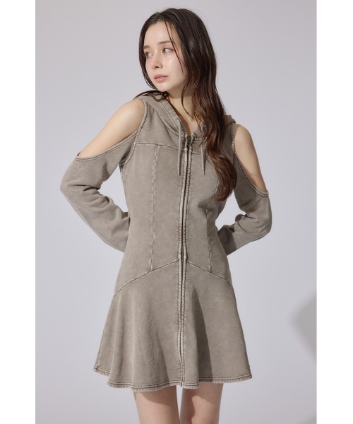 rienda フードマーメイドワンピース　春服 ブラウン 新品未使用 rienda ワンピース フードマーメイドワンピース 春服 : ZOZOTOWN