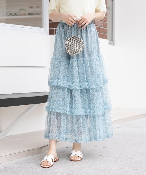 Chloe クロエ シルク混 デザイン チュール スカート N1124 Chloe クロエ シルク混 デザイン チュール スカート N1124