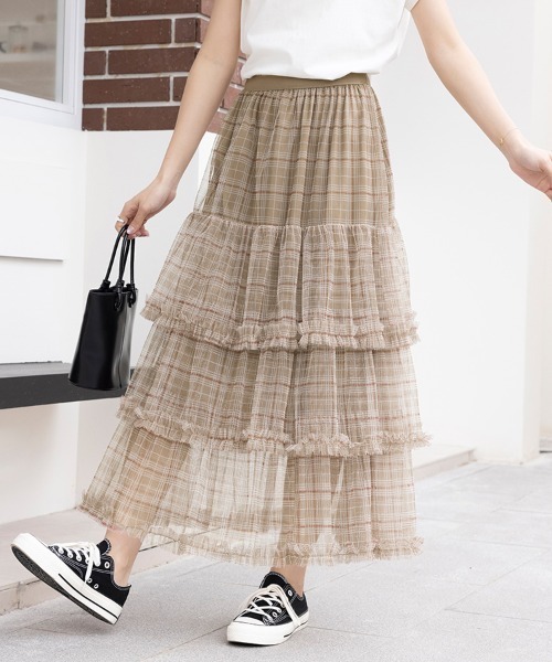 lig. チュール スカート レース×チュールスカート[品番：IGAW0006363]｜axes femme