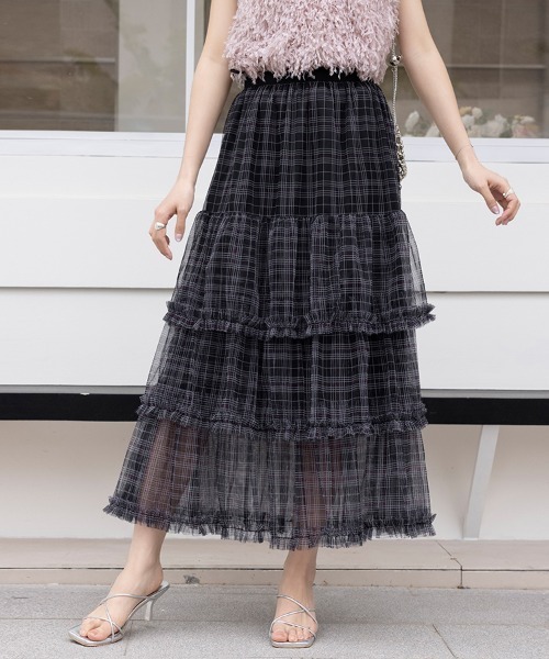 チュールロングスカート美品（538） スカート ホイップフリルチュールロングスカート : ZOZOTOWN