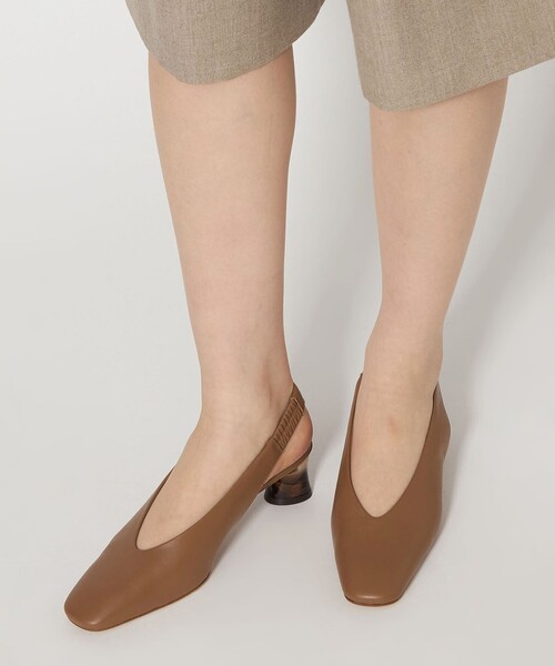 shiroODETTE E ODILE ベージュパンプス23.0cm ODETTE E ODILE パンプス トランスルーセントヒールバックベルト