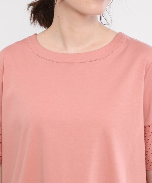 tシャツ 「夏SALE／E‐QUALITY／手洗い可」コットンレースドッキングTシャツ レディース Reflect tシャツ 「夏SALE／E‐QUALITY／手洗い可」コットン