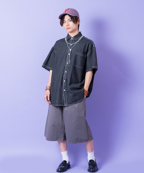 ハーフパンツ チノパン 短パン a.p.o.v. コットンワークワイドハーフ
