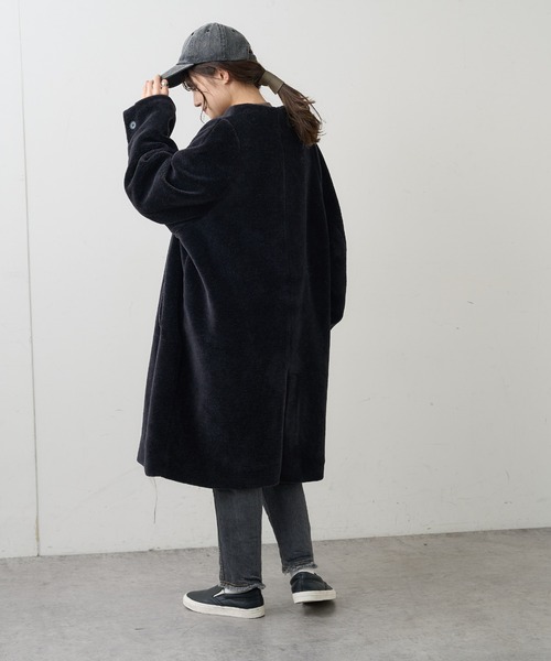 「PUAL CE CIN」 ノーカラーコート FREE グレイッシュベージュ レディース_画像3