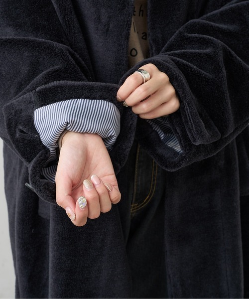 「PUAL CE CIN」 ノーカラーコート FREE グレイッシュベージュ レディース_画像4