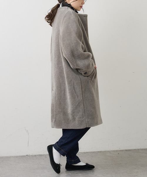 「PUAL CE CIN」 ノーカラーコート FREE グレイッシュベージュ レディース_画像6