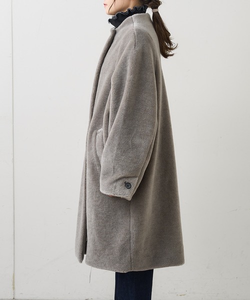 「PUAL CE CIN」 ノーカラーコート FREE グレイッシュベージュ レディース_画像9