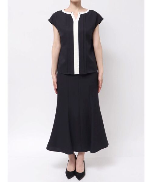 TONAL ブラウス シャツ バイカラーチェーンネックフレンチ