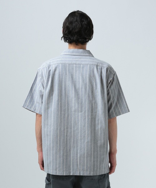 メンズ ストライプシャツ 半袖シャツ クマ 刺しゅう ベアx5371 7500024S0289_l1_a052.jpg