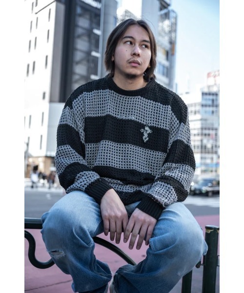 ニット セーター gibous/ギボス/gibous snake cross border knit レディース メンズ gibous ニット セーター gibous/ギボス/gibous snake cross